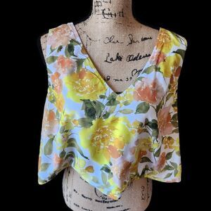 Girl and the Sun Oasis Crop Top Womns SZ Medium Bloomcore Flowy Boxy Summer Soft